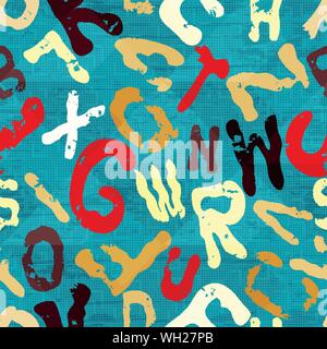 beautiful letters graffiti on a blue background geometric grunge texture Stock Vector