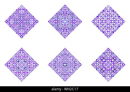 Ornate isolated floral mosaic square logo template set - ornamental abstract geometrical squa geometric vector design element Stock Vector