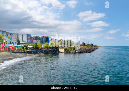 Trabzon / Turkey - August 08 2019: Panoramic Trabzon city view with black sea and highway Stock Photo