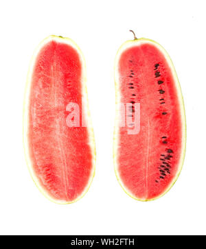 Long watermelon in the form of human lungs on a white background. The concept of lung diseases tuberculosis and cancer in humans, bronchitis, isolate, Stock Photo