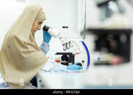 Concentrated young medical worker doing DNA analysis Stock Photo