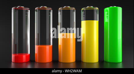 Battery Charging Steps - 3D Illustration Stock Photo