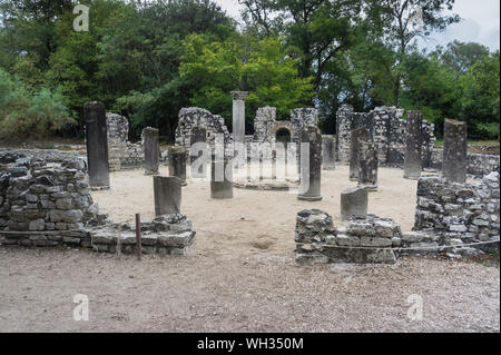 Ruins of the Baptistery. ancient city in south Albania. Butrint - UNESCO World Heritage Stock Photo