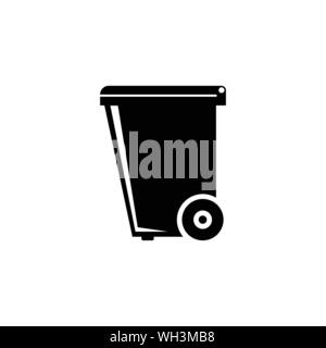 Dumpster, Plastic Tank for Trash. Flat Vector Icon illustration. Simple black symbol on white background. Dumpster, Plastic Tank for Trash sign design Stock Vector