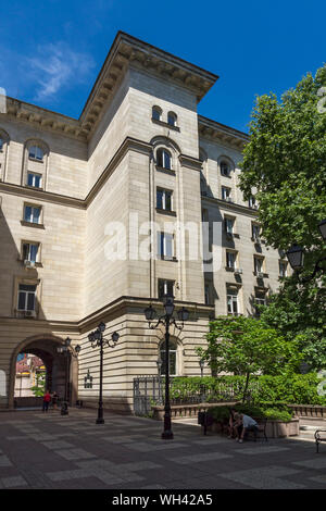 SOFIA, BULGARIA - MAY 31, 2018:   Typical street at the center of city of Sofia, Bulgaria Stock Photo