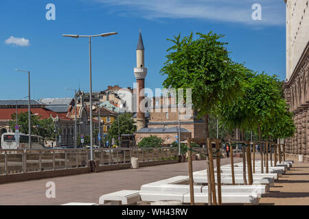 SOFIA, BULGARIA - MAY 31, 2018:   Typical street at the center of city of Sofia, Bulgaria Stock Photo