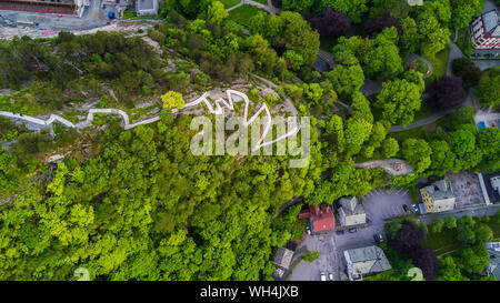 Fjellstua Utsiktspunkt or Fjellstua viewpoint on Mount Aksla in Alesund, Norway Stock Photo