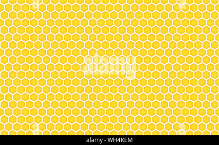 Abstract honeycomb repeated pattern in golden yellow. Geometric background or seamless pattern inspiration of hexagons, similar to beeswax frames Stock Photo