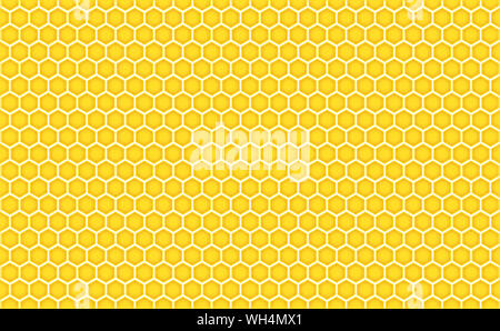 Abstract honeycomb repeated pattern in golden yellow. Geometric background or seamless pattern inspiration of hexagons similar to beeswax frames Stock Photo