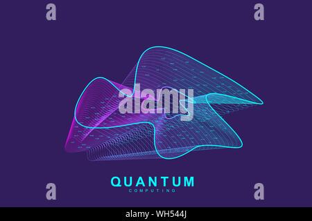 Quantum computing technology concept. Deep learning artificial intelligence. Big data algorithms visualization for business, science, technology Stock Vector