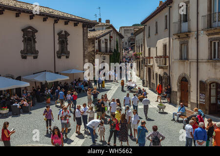 tourists at Pescocostanzo, wonderful mountain village in the Abruzzo Apennines Stock Photo