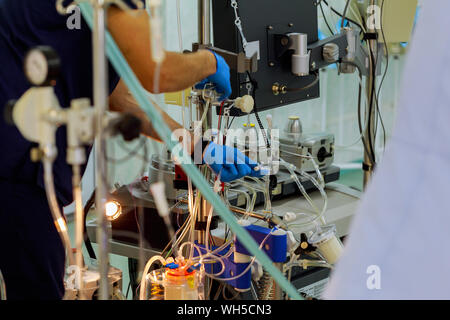 Heart lung machine pumping blood during bypass surgery, Reykjavik Stock