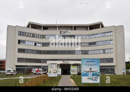 University Hospital Brno (pictured) doctors have delivered the child of a mother who suffered brain death in the 16th week of pregnancy after 117 days of keeping the mother's body alive, the doctors detailed the August 15 procedure at a press conference on September 2, 2019, in Brno, Czech Republic. The doctors noted that the case shows the immense strength of the baby, named Eliska by the mother at the start of her pregnancy, as well as the mother's body. With the doctor's help, the 27-year-old woman was able to give birth with the use of a caesarean section even though she suffered brain dea Stock Photo