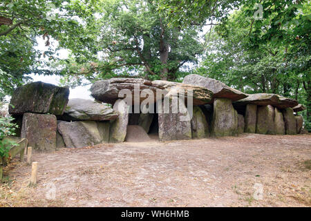 Dolmen La Roche-aux-Fees - one the most famous and largest neolithic dolmens in Brittany, France Stock Photo