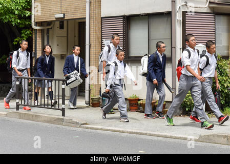 Students walking, Kyoto, Japan Stock Photo