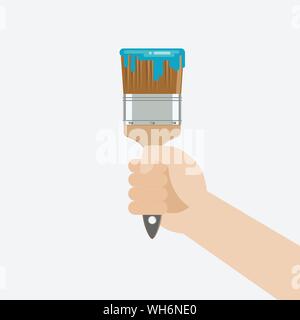 Hand holding paint brush. Vector illustration Stock Vector