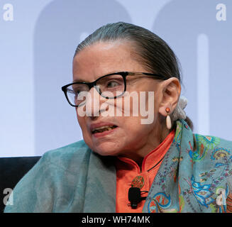 Washington, United States Of America. 31st Aug, 2019. U.S. Supreme Court Justice Ruth Bader Ginsburg makes an appearance at the 19th annual Library of Congress National Book Festival before a packed auditorium on Saturday, August 31, 2019 at the Walter E. Washington Convention Center in Washington, DC Her recent book is 'My Own Words.'' (Photo by Jeff Malet) Photo via Credit: Newscom/Alamy Live News