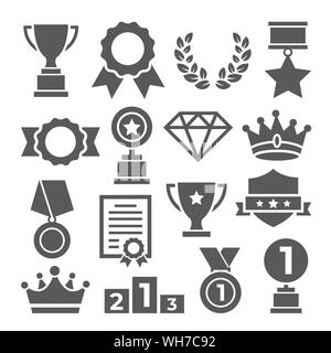Awards icons set on white background Stock Vector