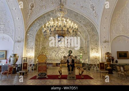 Peacock Throne in the Reception Hall, Salam Hall, Golestan Palace, Tehran, Iran Stock Photo