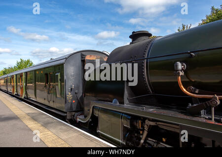 EAST GRINSTEAD, WEST SUSSEX/UK - AUGUST 30 : Steam train in East Grinstead station West Sussex on August 30, 2019 Stock Photo