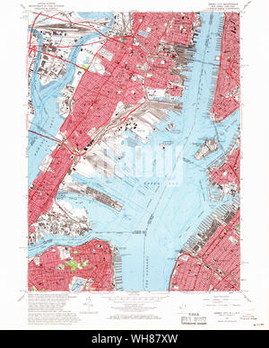 USGS TOPO Map New Jersey NJ Jersey City 254502 1967 24000 Restoration Stock Photo