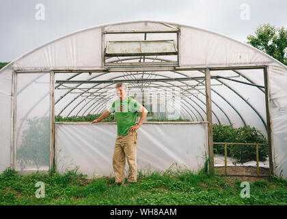 Guy Singh-Watson, farmer and founder of Riverford which now delivers around 50,000 veg boxes around the UK each week. Stock Photo