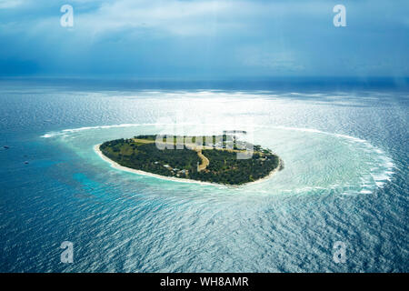 Aerial view of Lady Elliot Island with coral cay, Great Barrier Reef, Australia Stock Photo