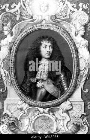 Louis XIV King of France, the Sun King, (1638-1715), reigned 1643-1715. Portrait by Nic Robert. His reign in France was the longest in European history and coincided with the glory years of the French monarchy. Stock Photo