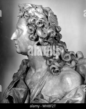 Bust of Louis XV (1710-1774), King of France from 1715, by Lambert Sigisbert Adam Le Vau, (1612-1670) French School. Stock Photo