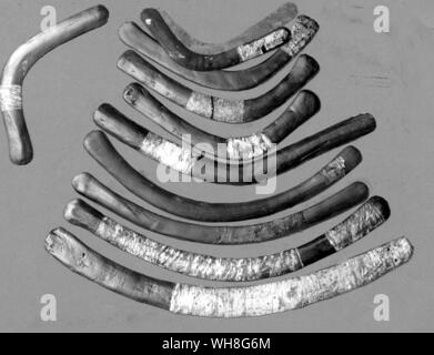 Boomerangs from the eastern room of rebirth. Tutankhamen by Christiane Desroches Noblecourt, page 271. Stock Photo