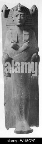 Miniature effigy of the king lying on a bier. The Treasures of Tutankhamen, The Exhibition Catalogue by  I E S Edwards, page 80. Stock Photo