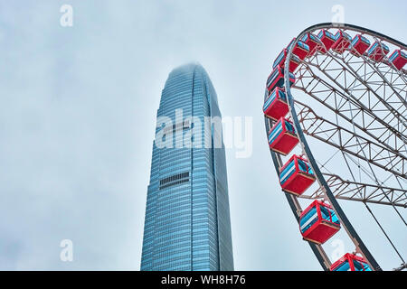 International Commerce Centre and big wheel, Central District, Hong Kong, China Stock Photo