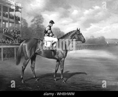 Man o' War (1917) first ran on 6th June 1919 at Belmont Park, ridden by John Loftus and winning by six lengths. He ran nine more times as a two-year-old, at Belmont, Jamaica, Aqueduct and Saratoga, winning all except when second to Upset at Saratoga in August (Loftus left his challenge too late). He is here at Belmont for the Futurity (13th September), again ridden by Loftus. He won from John P. Grier and eight others. He ran and won 11 times as a three-year-old, twice beating Upset and both times giving him weight. The History of Horse Racing by Roger Longrigg, page 282. Stock Photo