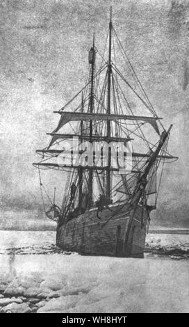 The Belgica. Originally built in 1884 for whaling, the ship was purchased by Adrien de Gerlache for the Belgian Antarctic Expedition in 1896. He renamed the ship Belgica and left for Antarctica on 16 August 1897 from Antwerp, Belgium. Antarctica: The Last Continent by Ian Cameron, page 134. Stock Photo