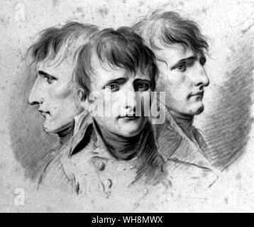 '... his young Caesar's head...' a triple portrait of Bonaparte by Louis-Leopold Boilly, Count Charles de Satis. Photo Christie, Manson & Woods Ltd. Stock Photo