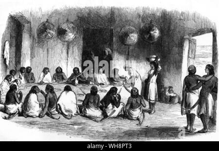 A dinner party at Aduwa.  From Parkyns' Life in Abyssinia Stock Photo