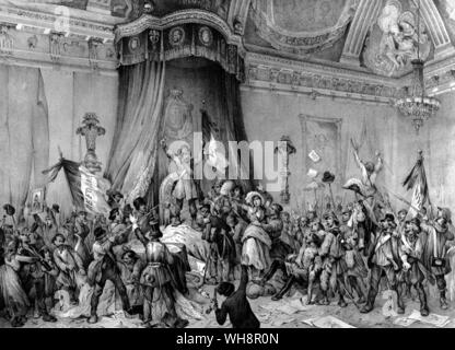 Revolutionary crowd storming the Tuileries and carrying off loot Stock Photo