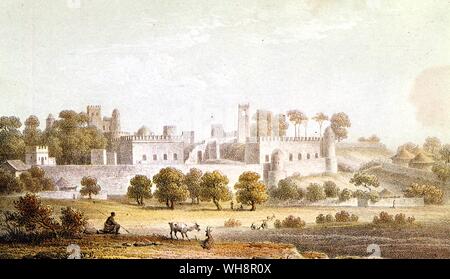 The royal palace at Gondar.  From Heuglin's Reisen in Nord-Ost Afrika Stock Photo