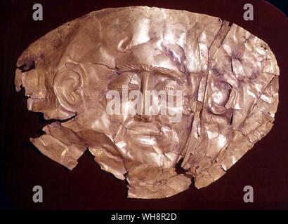 Gold mask for dead prince.  From grave circles at Mycenae, 16th century BC Stock Photo