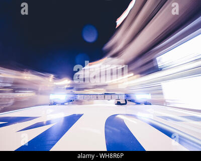 Police patrol lights on car roof, Madrid, Spain Stock Photo