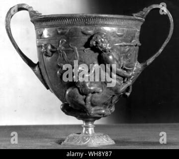 Silver drinking cup from Pompeii.. Stock Photo