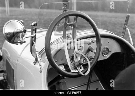 Here fitted to a 1920 Kissel from the Harrah Museum, the 'fat man' tilting steering wheel was also fitted to 1922 Lincolns. Stock Photo
