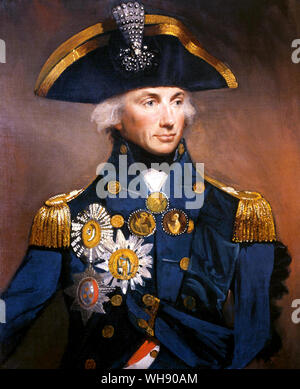 Lord Horatio Nelson by Abbott. In his hat he wears the Plume of Triumph sent to him by the Sultan of Turkey in gratitude for saving Egypt (then a Turkish province) from the French.. . Stock Photo