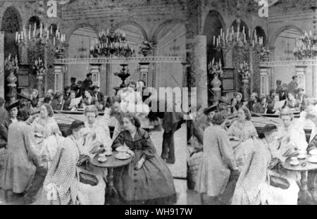 Interior of Cafe in Paris 1870 Stock Photo