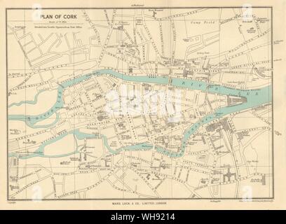 CORK. Vintage town city map plan. Ireland 1949 old vintage chart Stock ...