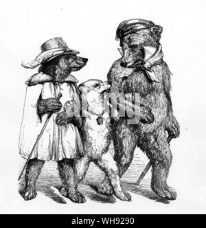 Goldilocks and the Three Bears. The Three Bears by Harrison Weir. From Joseph Cundall's A Treasury of Pleasure Books for Young Children, 1850.. Stock Photo