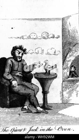 Jack and the Beanstalk. Copperplate from Tabart's History of Jack and the Bean-stalk, 1807. Stock Photo