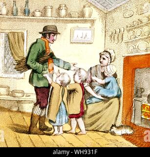 The Three Wishes. Hand-coloured copper plates from Mrs Dorset's 'Think before you speak', or 'The Three Wishes'. Stock Photo