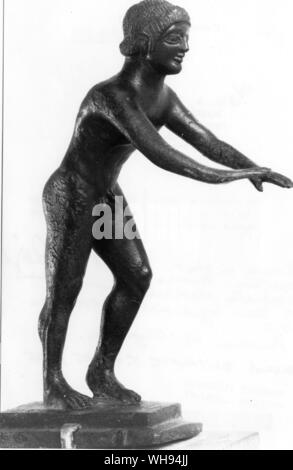 Runner in start position Bronze Statue dedicated to Zeus Stock Photo