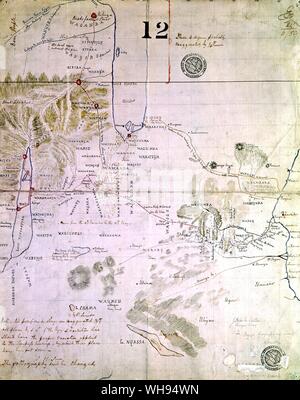 The map drawn by Speke for the Royal Geographical Society 1858 Stock Photo